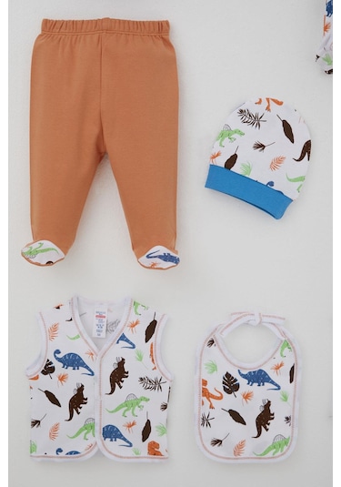 Breeze Erkek Bebek Hastane Çıkışı 8 Li Dinozor Krallığı 0-3 Ay, Beyaz Beyaz