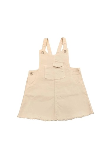 Kız Bebek Pamuklu Cepli Salopet-13899 Bej