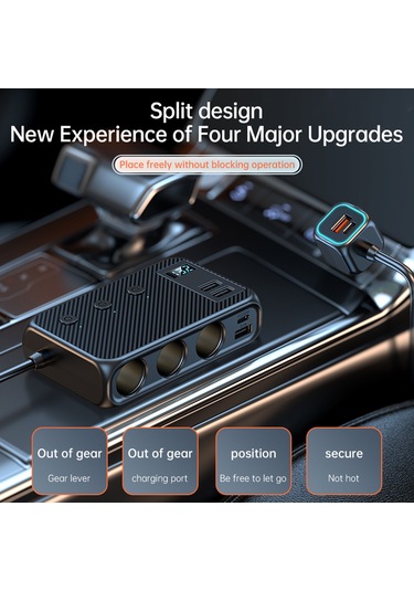 Samdoo 171w Hızlı Şarjlı 6 Usb'li Araç Çoklu Şarj Aleti - Pd+qc3.0 Destekli 3 Prizi Açma/kapama Düğmeli 113 Karakter