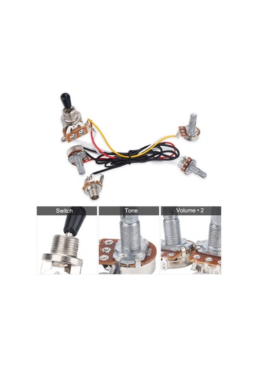 Hfambition Elektro Gitar Telsiz Kablosu - 2 Ses 1 Ton 1 Jack, 3 Pervane Anahtarı, Gürültü Azaltıcı Bakır Shaft, Kolay Kurulum