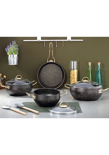Gümüşer Granit 7 Parça Tencere Tava Seti