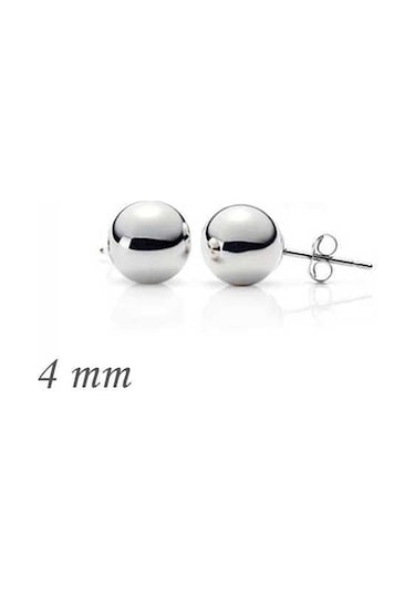 Hk Gümüş Kadın Küpe Top 4 Mm Gümüş Takı Hediyelik Ürünler-195229 Çok Renkli