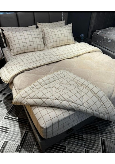 Çift Kişilik Wellsoft Yorgan 195x215&2 Adet Yastk Kılıfı Bej - Krem