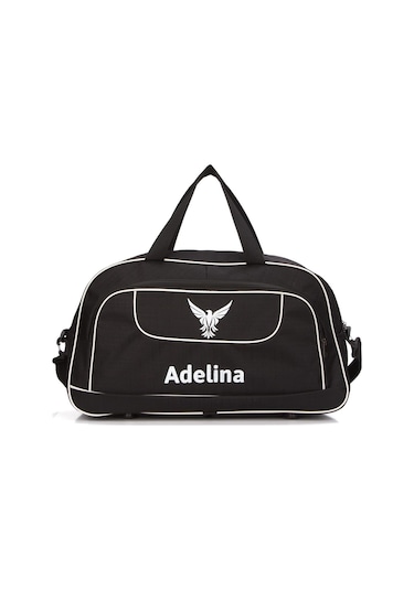 Unisex Siyah Seyahat Tatil Spor Kabin Boy Kumaş Valiz El Ve Omuz Çantası Siyah
