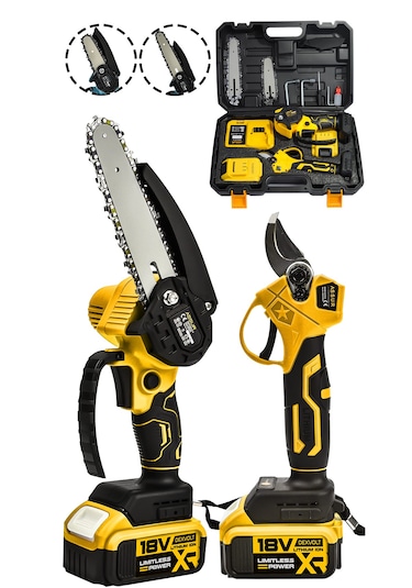 Assur ASR1012 18V Dal Budama Makası + Testeresi 2li Set Sarı