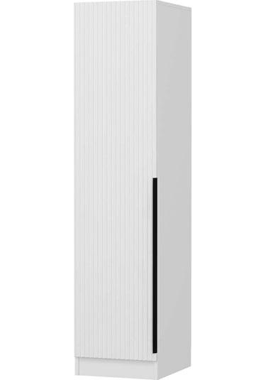 Minar Kale 1 Kapaklı Raflı Dolap Beyaz - Beyaz Çizgili Mebran 190cm