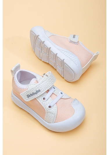 Şirinbebe Şiringenç Keten Somon Kız İlkadım Bebek Çocuk Ayakkabısı-2899-somon Somon