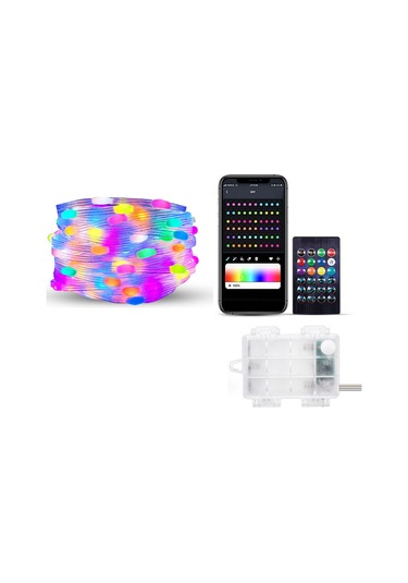 Konesam Rgb Akıllı Bluetooth Led Işık Zinciri, 5 Metre 50 Işık, App İle Kontrol Edilebilir, Dekoratif Renkli Işıklar, Pil Kutusu İle Çalışır