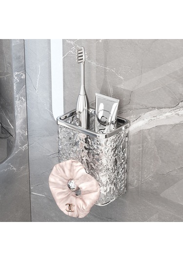 Fosenze Plastik Makyaj Ve Küçük Eşya Depolama Kutusu, 9.1x8.3x11 Cm, Duvar Kurulumlu, Şeffaf-gümüş, Çeşitli Eşyaları Düzenle Şeffaf