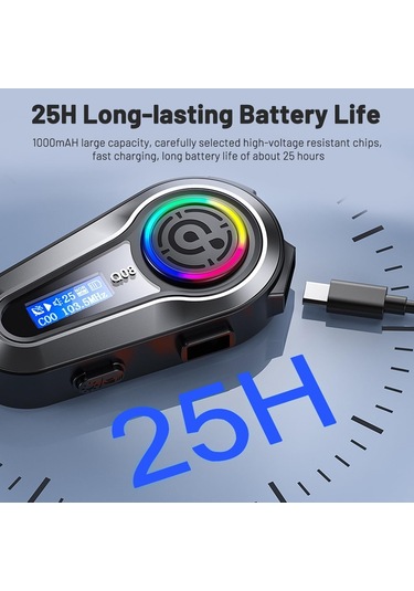 Motosiklet İntercom Üniversal Tüm Kasklara Uygun Işıklı Mod Motor 5.3 Bluetooth