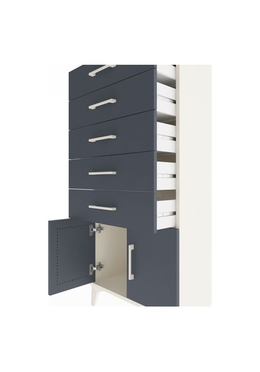 Arges Dolap 5 Raflı 2 Kapaklı 60x30x134 Aytaşı-antrasit Aytaşı