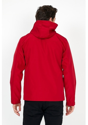 Sivaist Yeni Sezon Erkek Kırmızı Softshell Kapüşonlu Iç Cepli Mont