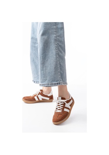 M-1004 Taba Süet Bağcıklı Termo Taban Günlük Kadın Spor Taba