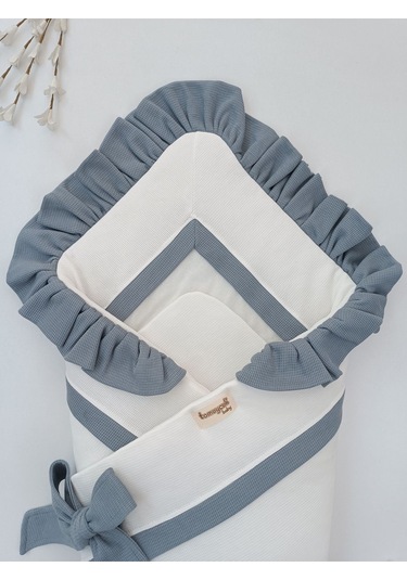 Bebek Battaniyesi Kundağı %100 Pamuklu İnci Waffle Kumaş Yenidoğan Hastane Çıkışı Hediyelik Örtü Gri