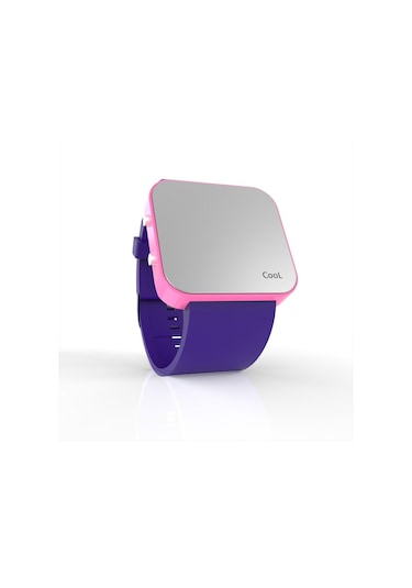 Cool Watch Saat - Pembe Led Kasa - Mor Kayış Unisex
