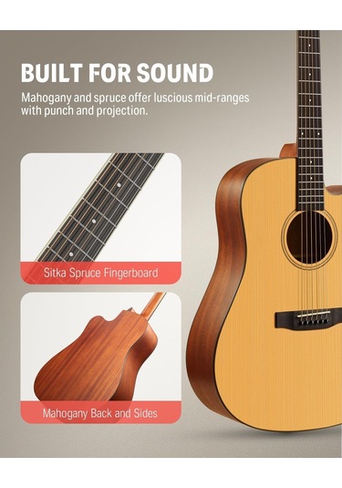 Donner Dag-1c Cutaway Akustik Gitar Seti Natural