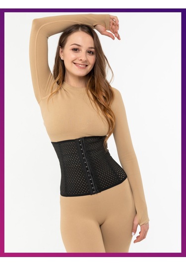 Mistirik 5 Bölge Etkili Hava Alabilen Lateks Korse Siyah Renk Siyah