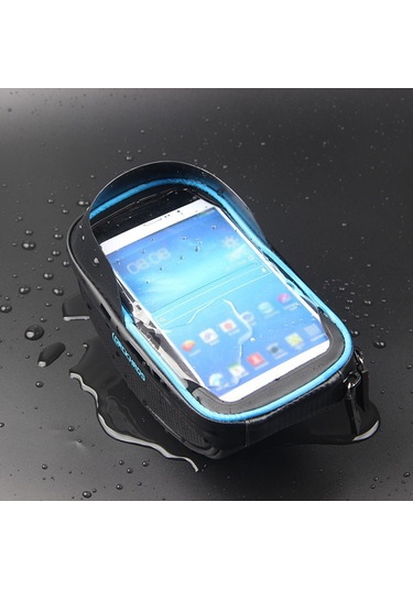 Youtek Bisiklet Gidon Çantası - Su Geçirmez Dokunmatik Telefon Kılıfı, Güneşlikli, Siyah Çok Renkli