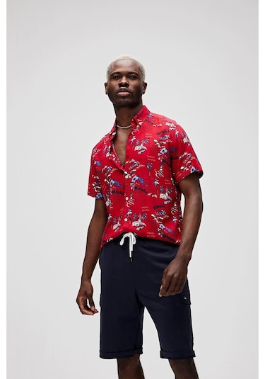 Bad Bear Hector Erkek Kırmızı Kısa Kollu Gömlek Kırmızı