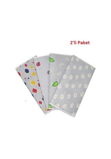 2li Paket Mandaş Lüx Süngerli Ütü Masası Kılıfı Örtüsü Bezi 140x52 Krem