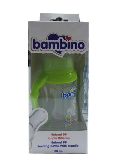Bambino Natural PP Kulplu Biberon 150 ML Yeşil