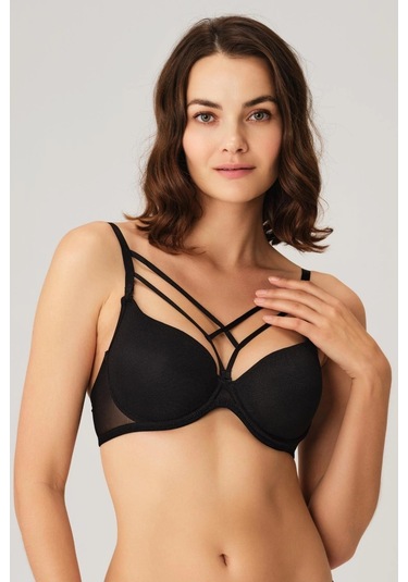 Balenli Desteksiz Dolgusuz Askıları Çıkabilen Yaka Detaylı T-shirt Sütyeni Beyaz