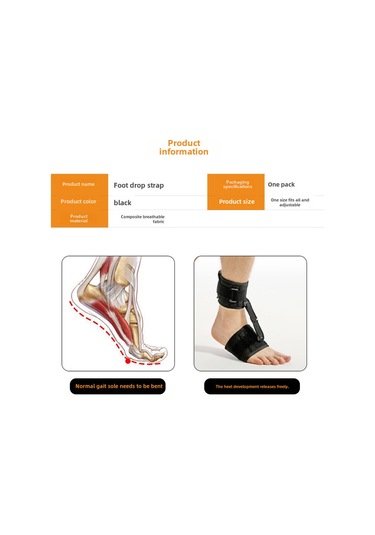 Qingmipy Ayak Aşağı Doğru Eğilmesi, İç/dış Dönmesi İçin Tutturucu, Solunumlu Rehabilitasyon Ayak托su, Ayak Tabanı Fasiyiti İçin Ayak Desteği Kemer Siyah, Tek Adet, Universal Beden, Ayarlanabilir Boyut