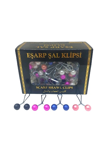 Renkli 100 Parça Eşarp Başörtü - Şal Klipsi Çok Renkli