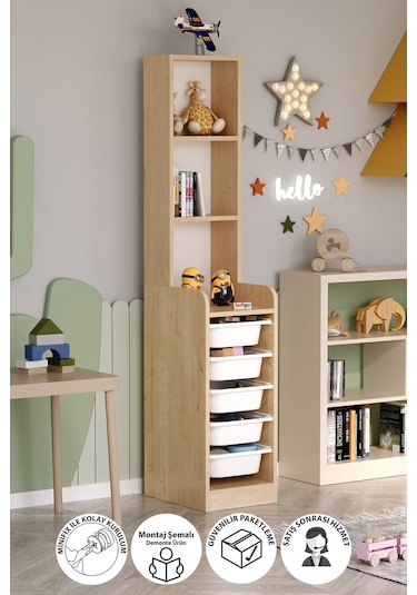 5 Sepetli 3 Raflı Dolap Çok Amaçlı Dolap Oyuncak Dolabı Derya Safir Meşe Açık Kahverengi 5 Sepetli 3 Raflı Dolap Çok Amaçlı Dolap Oyuncak Dolabı Derya Safir Meşe Açık Kahverengi