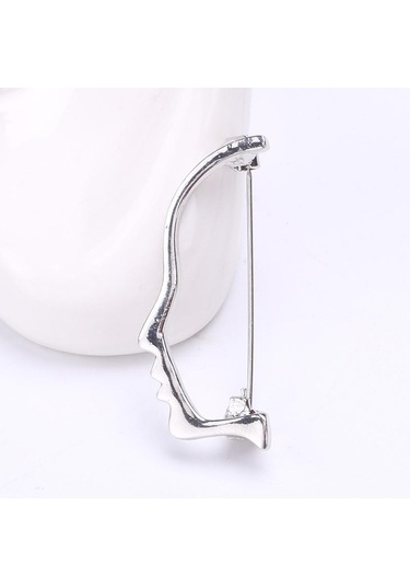 Gümüş Blucome Soyut Yarım Yüz Şekli Broşlar Çocuklar Için Altın Renk Pin Ceket Kısa Moda Aksesuarları Broş Rozeti Gümüş