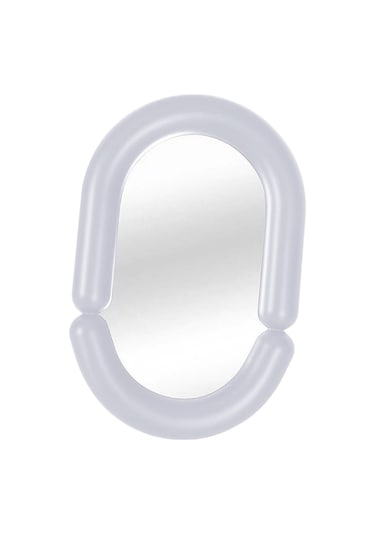 Homyl Düzensiz Makyaj Aynası Masa Üstü Aynası, Çok Yönlü Oval Şekil Beyaz