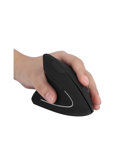 Ximistore9 Sol El İçin Ergonomik Dikey Kablosuz Fare - 3 Seviye Dpı Ayarı, 6 Programlanabilir Tuş, Enerji Tasarrufu Özelliği Siyah, Pil Yok