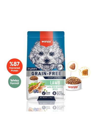 Wanpy Tahılsız Kuzulu Yavru Köpek Maması 1,5 Kg