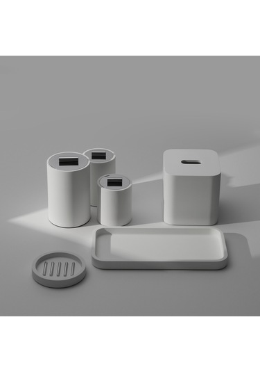 Stone Tepsi, Tezgah Üstü, 15xh2x30cm - Beyaz Beyaz