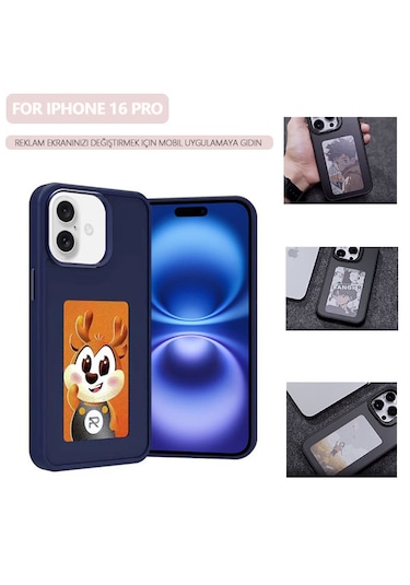 İphone Uyumlu 16 Pro İçin E-mürekkep Ekran Nfc Dıy Telefon Kılıfı Mavi