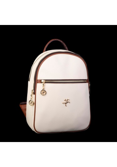 Nas Bag Kadın Orta Boy Sırt Çantası Krem Taba Kahve Lacste Çok Renkli