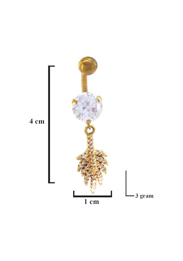 Ferizz Altın Kaplama Zirkon Taşlı Yaprak Piercing Prc-136