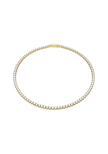 5681795 Swarovski Kolye Matrix Tennis Neclace, Round Cut, Small, White, Gold-tone Plated