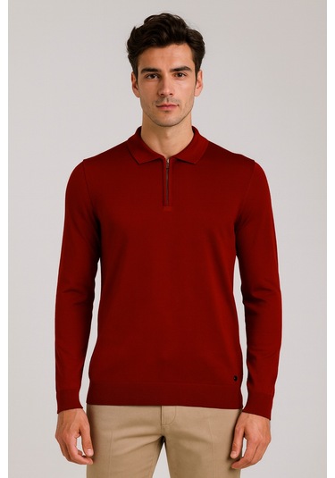 Erkek Triko Polo Yaka Kırmızı 3773 Kırmızı