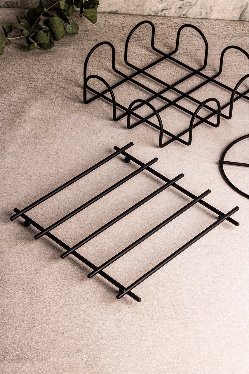 Snippy Sofra Mutfak Sunumluk 3^lü Siyah Rulo Peçetelik Nihale Ekmeklik 3lü Sofra Seti Mutfak Düzenleyici Kahverengi