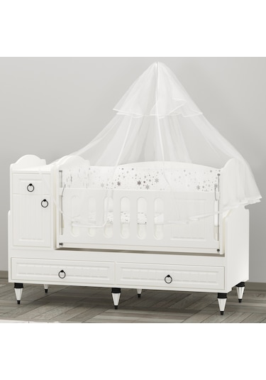 Garaj Home Sude Membran Beyaz Beşik Yatak Ve Uyku Seti Kombinli Beyaz