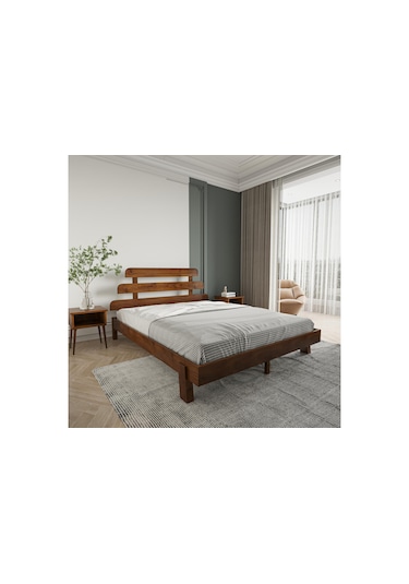 Lotus X New Firuze Model Ceviz Renk Ahşap Karyola-11 100 x 200