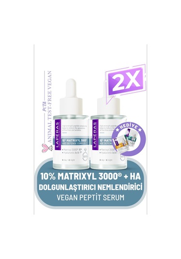 10% Peptide Matrixyl 3000 1% Hyaluronic Acid Dolgunlaştırıcı Nemlendirici Vegan Peptit Serum 2'li Paket