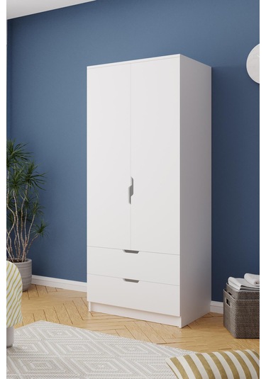 Lento 2 Kapaklı 1 Askılı 2 Çekmeceli Gardırop Beyaz Beyaz