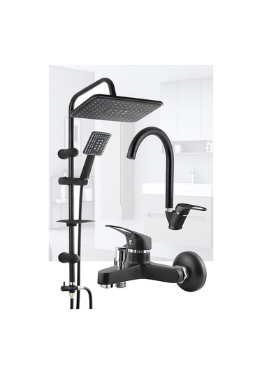 Vsa Siyah Robot Yağmurlama Duş Seti Mix Siyah Banyo Lavabo Bataryası Seti Diğer