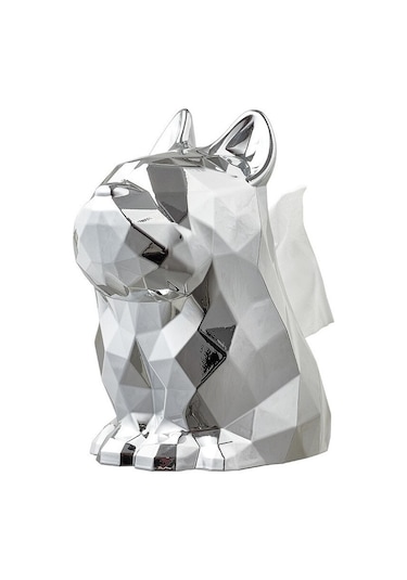 Gümüş-ışık Lüks Doku Kutuları Plastik Peçete Tutucu Fransız Bulldog Heykel Basit Gözlük Tutucular Ev Dekoratif Masa Düzenleyici