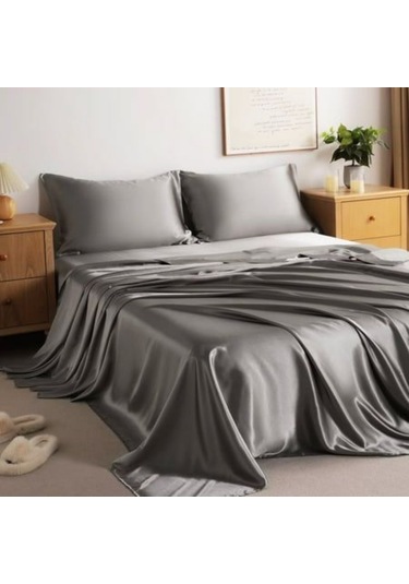 Antibakteriyel Terletmeyen İpek Saten Yastık Kılıfı 2'li 50x70 Gri Gri