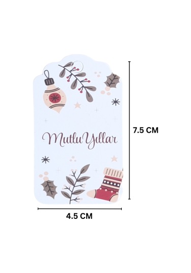 Yılbaşı Mutlu Yıllar Yazılı Hediye Etiketi, Çorap Temalı Paketlem