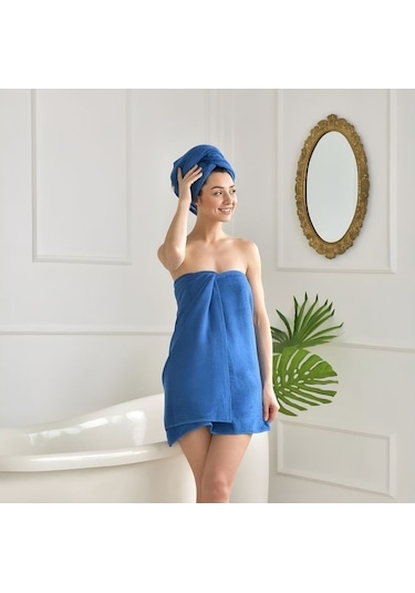 Banyo Havlusu Mavi Beyaz