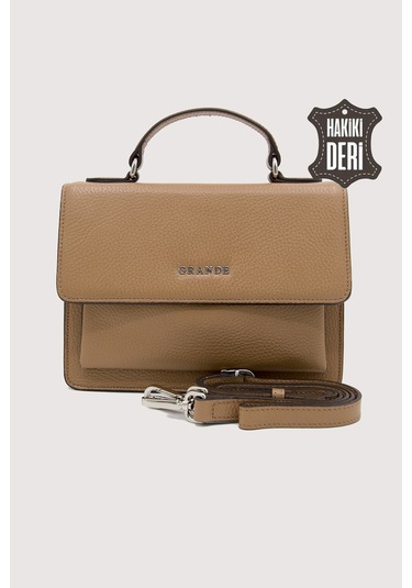 Hakiki Deri Kadın El Çantası Camel Smr9022 Camel
